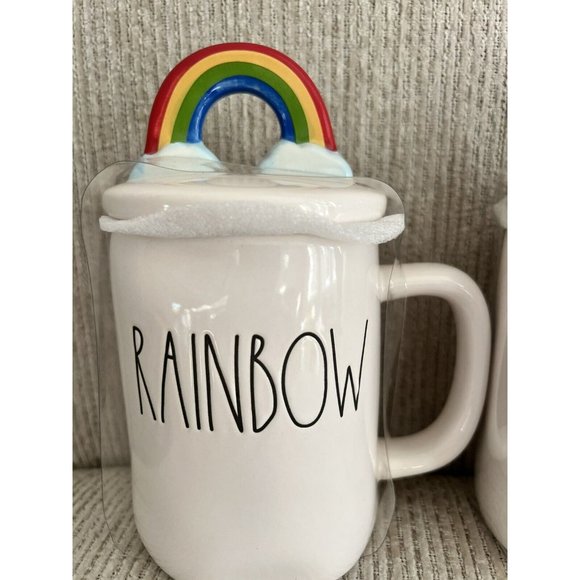 NEW 2 Rae Dunn “Rainbow” Mugs w/ Rainbow Topper Over the Rainbow - Picture 3 of 5